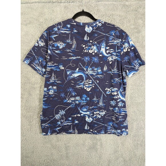 Polo Ralph Lauren Marlin Fishing Print Tee Size Large Blue Coastal Summer - Picture 5 of 9